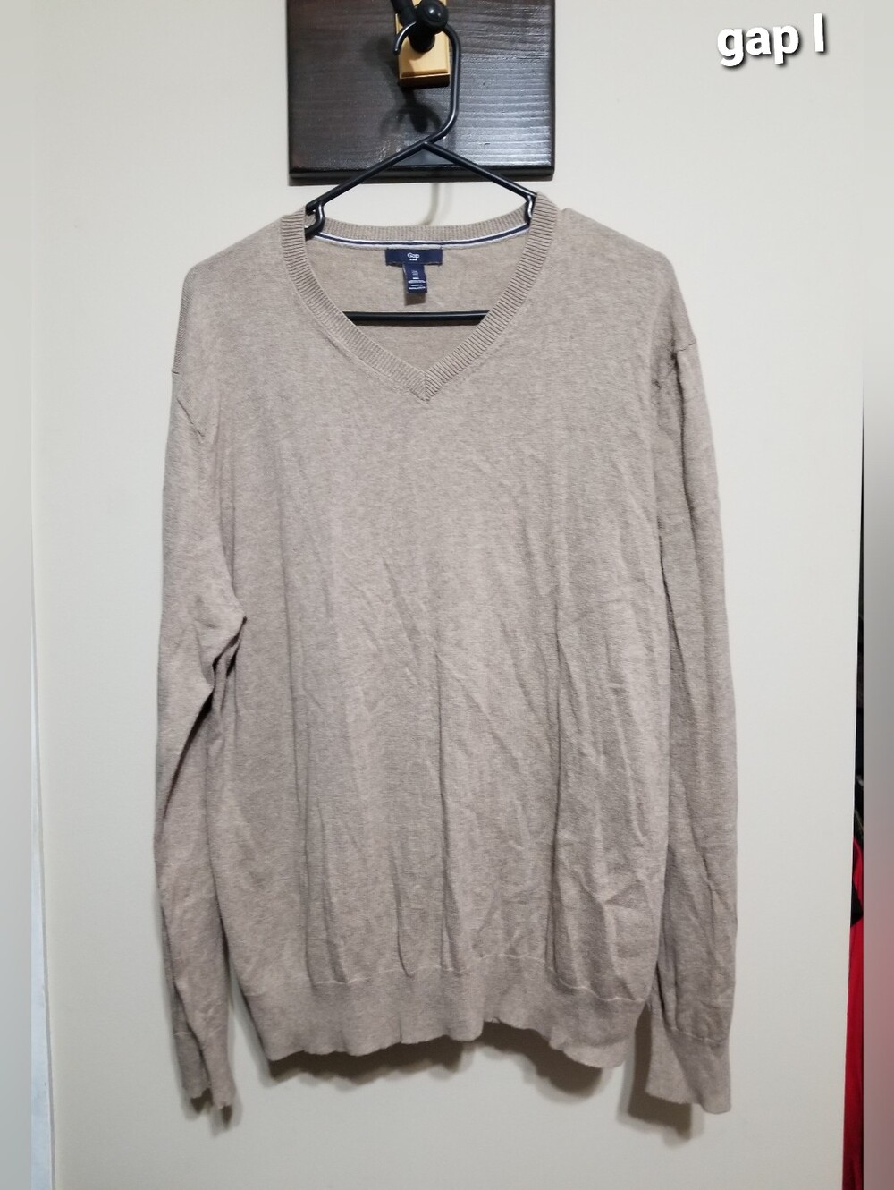 GAP V-Neck Sweater in Taupe Large Lightweight